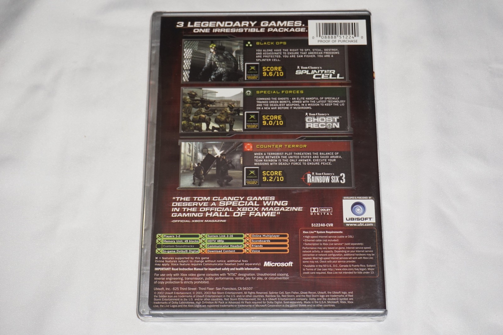 Tom Clancy’s Classic Trilogy (Microsoft Xbox) NEW Sealed