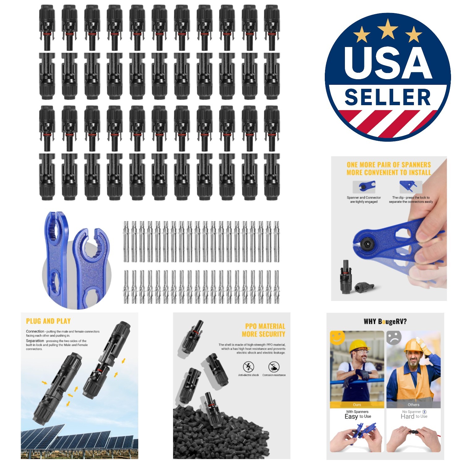 Reliable 44PCS  Solar Connectors for Long-Term Performance in Any Weather