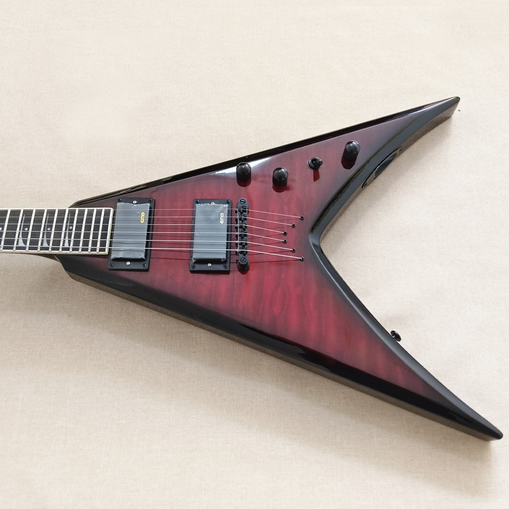 V Electric Guitar Mahogany BD Rosewood Fretboard Set In Abalone Inlay Humbucker