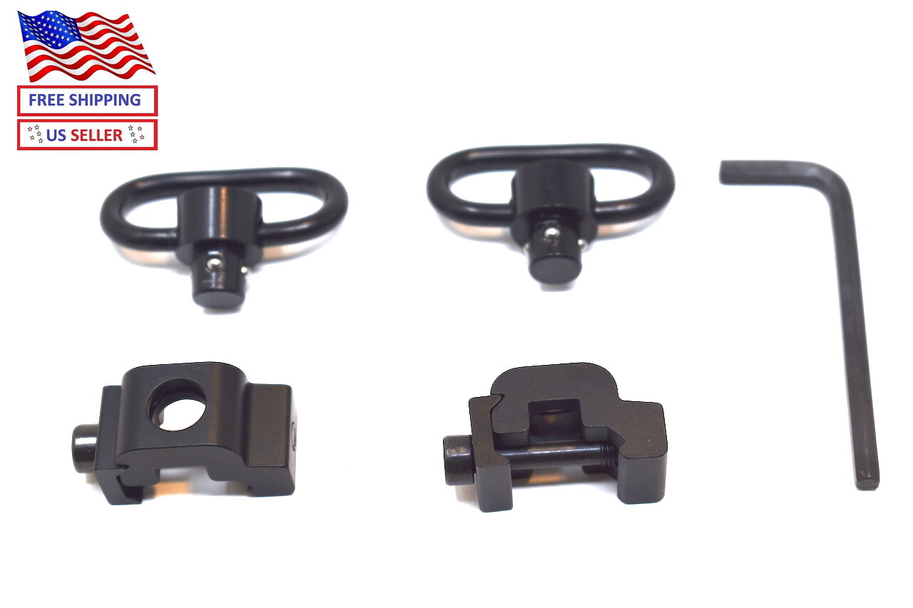 2PC Push Button QD quick release 1.25" sling swivel mount Set for Picatinny Rail