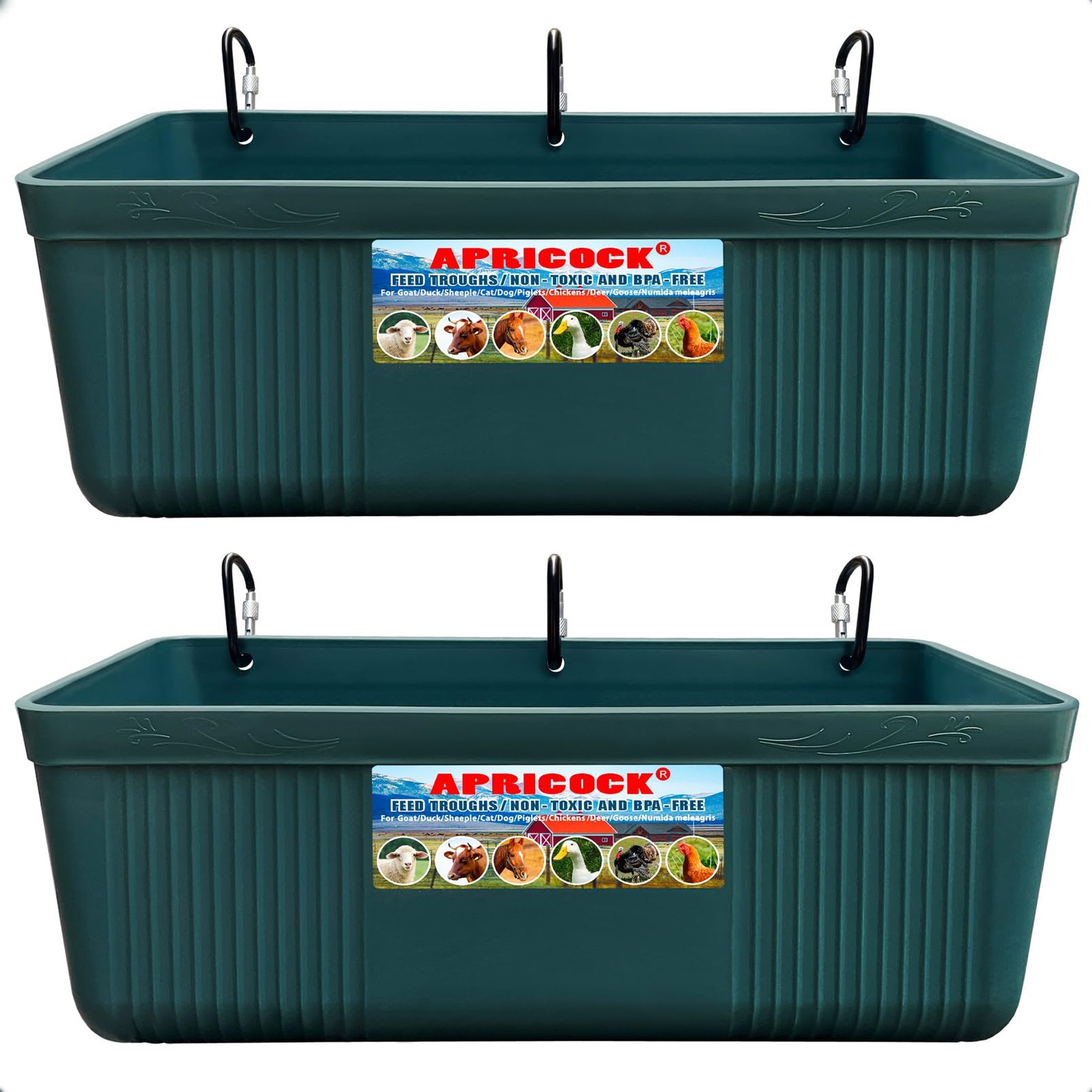 Large Feed Trough and Goat Feeder - 2 Pack Hanging Feeder with Clips, Waterer...