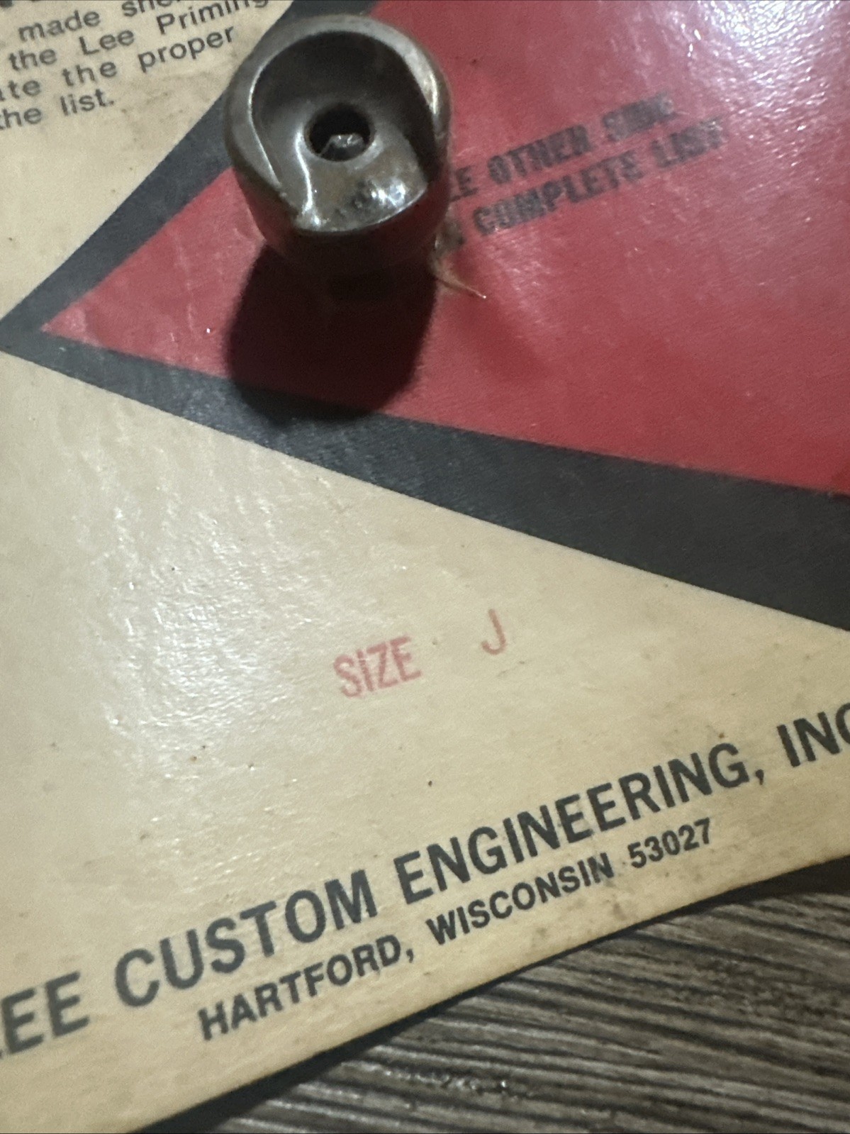 Shell Holder for LEE Priming Tool Size J Screw-in Type NOS Sealed Package