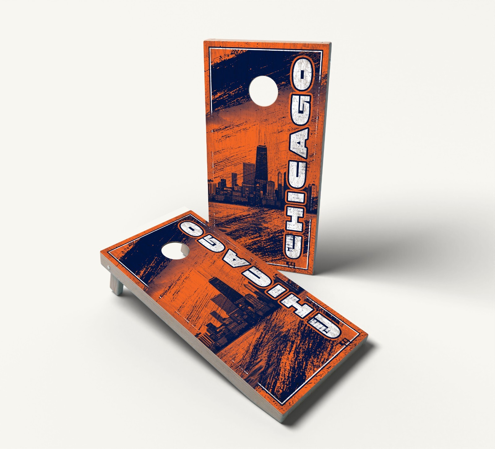 FADEPROOF Cornhole Board Wraps Laminated  /  Grunge Chicago Skyline