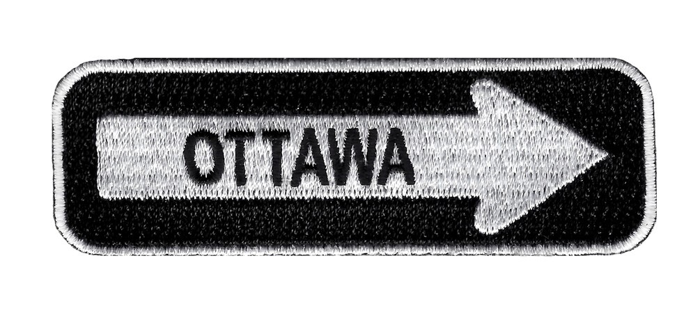 OTTAWA ONE-WAY SIGN EMBROIDERED IRON-ON PATCH applique ONTARIO CANADA SOUVENIR