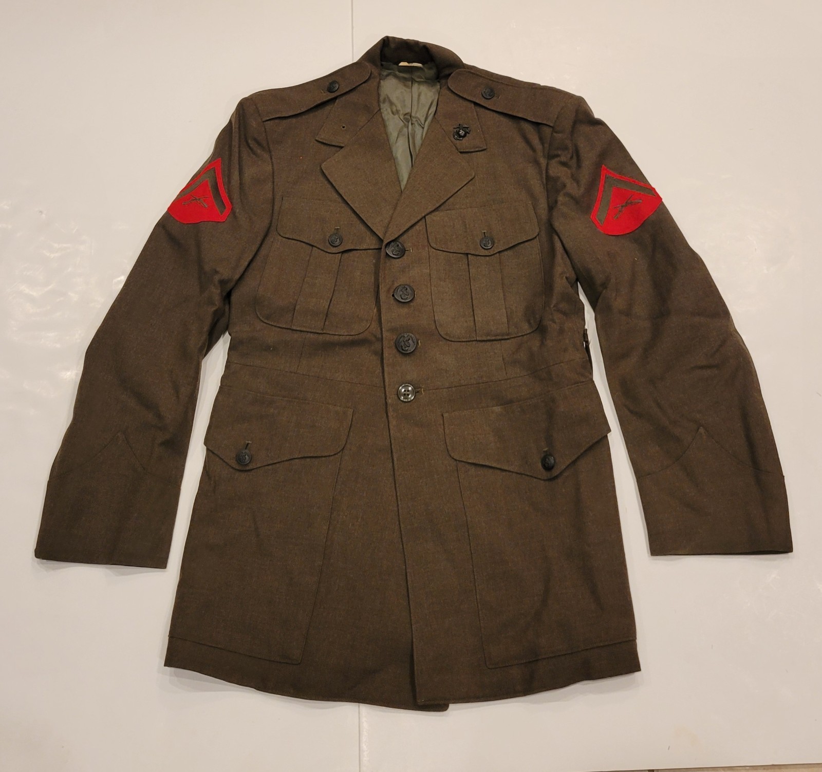 USMC MARINE CORPS ALPHA COAT SERVICE DRESS GREEN JACKET UNIFORM 39 S