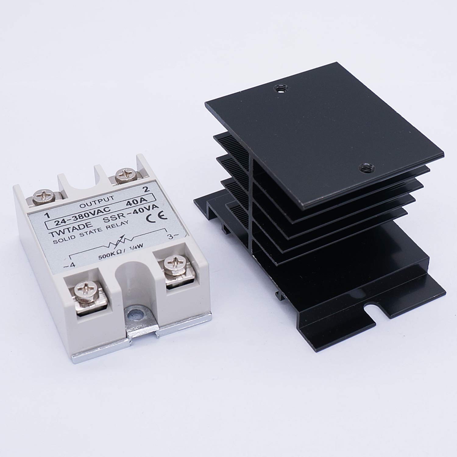 TWTADE SSR-40VA 500K ohm 1/4W to 24-380VAC 40A Single Phase Solid State Relay...