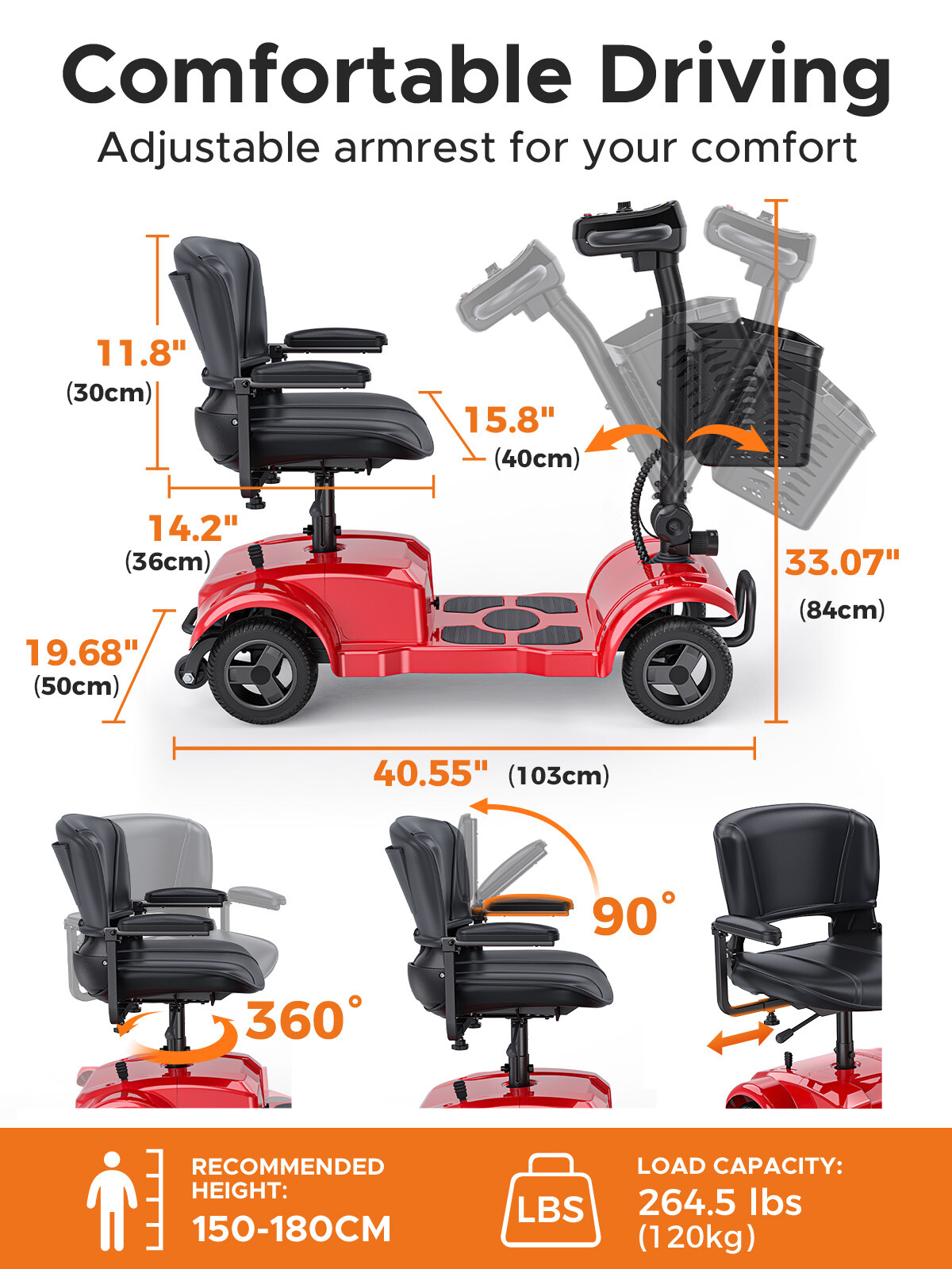 2025 Mobility Scooter, Electric Power Mobile Scooters Red