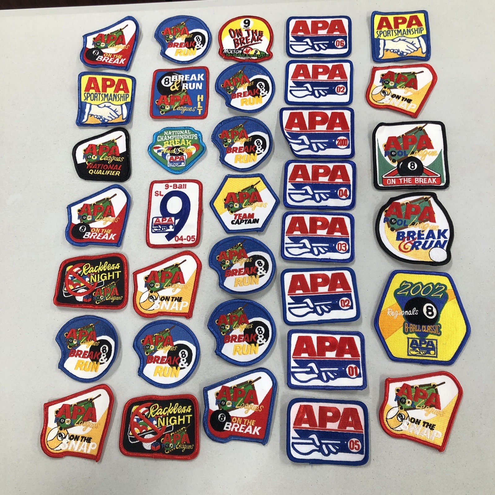 New 35 Patches Rare Vintage Variety of APA Billiards Pool League Patches (#11)