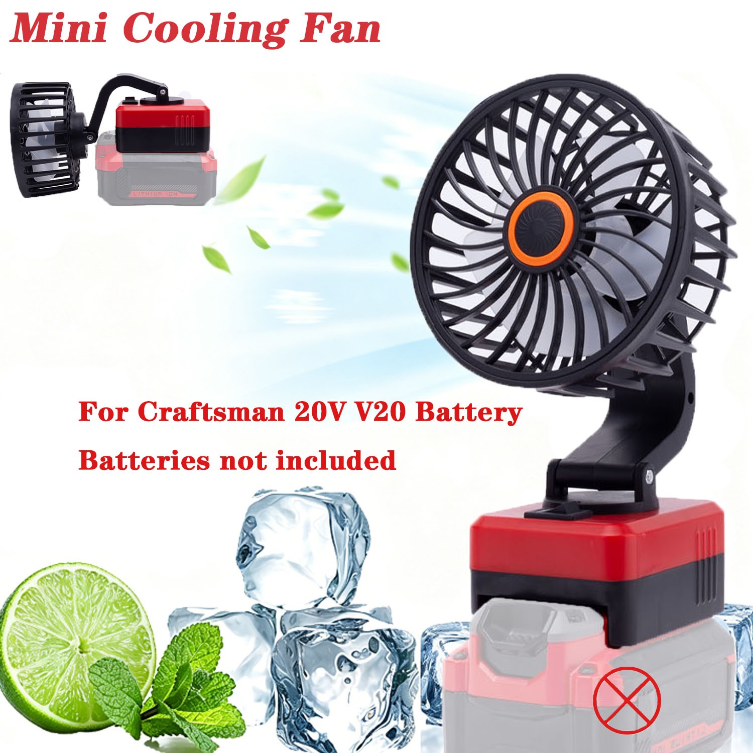 Mini Fan 270°Adjustable Head Jobsite Outdoor Camping Fan For Craftsman 20V V20