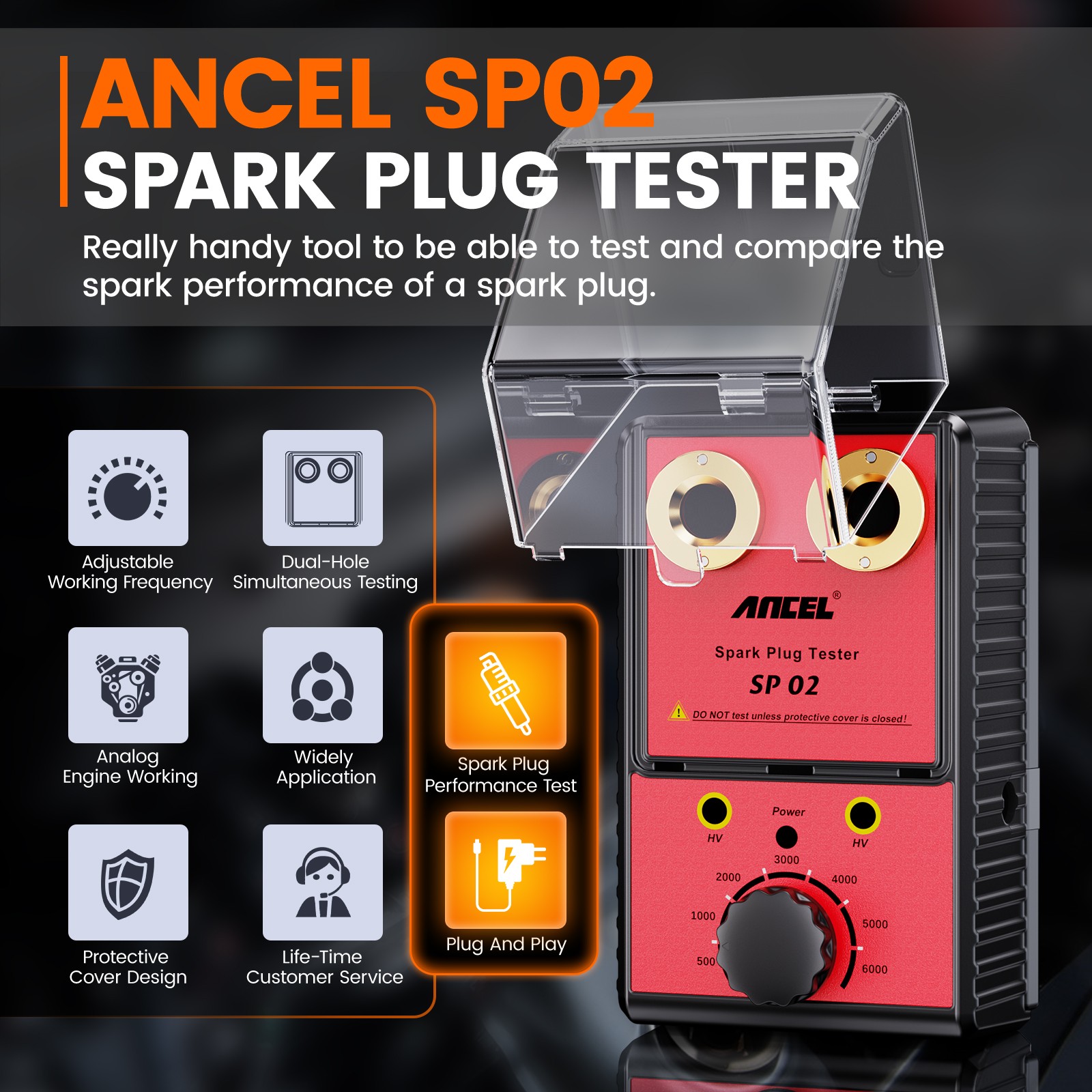 Spark Plug Tester Dual Hole Diagnostic Tool Car Gasoline Ignition Analyzer