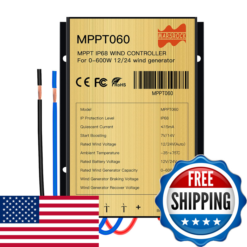 Marsrock 0600W Mini Wind Charge Discharge Mppt Controller Ip67 Waterproof