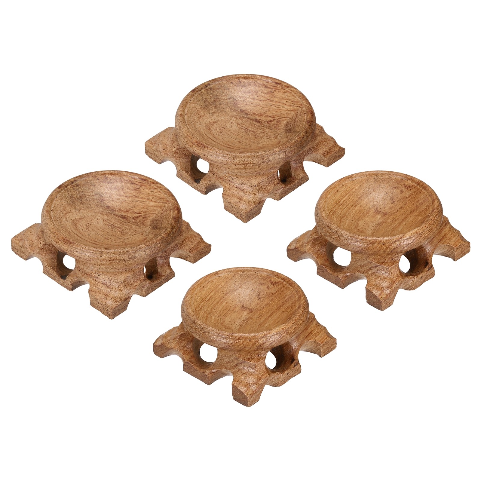 4Pcs Mini Wooden Crystal Ball Stand 40/50mm Wood Display Stand Base Red Brown