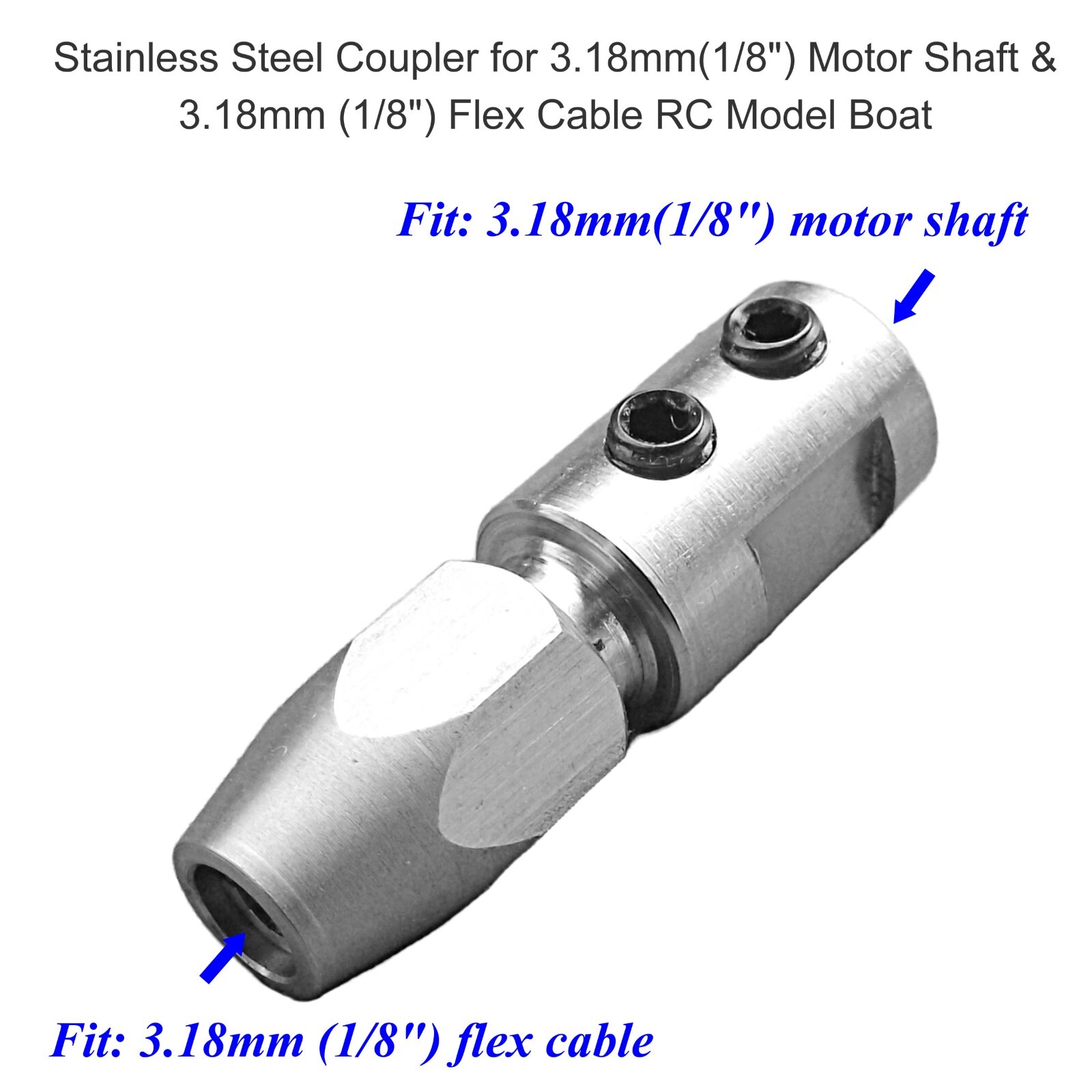 1PCS Collet Coupler for 3.18mm Motor Shaft & 3.18mm Flex Cable RC Model Boat