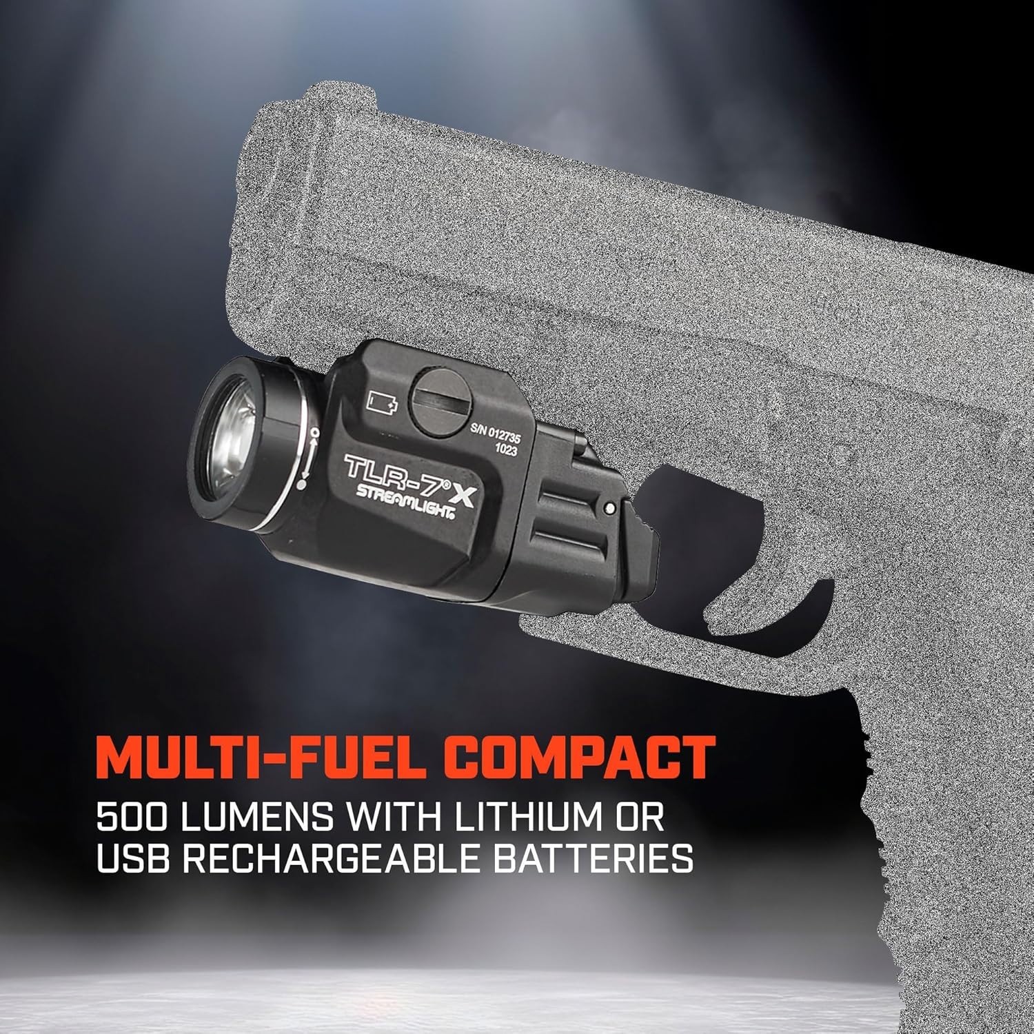 TLR-7 X 500-Lumen Compact Tactical Weapon Light, Includes High, Low Paddle Sw...