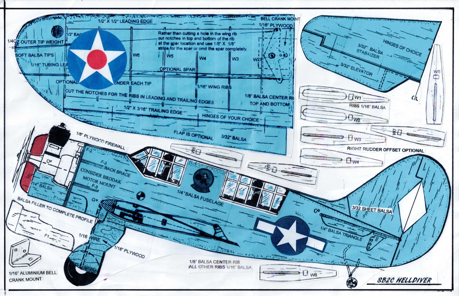 1/2 A profile WW II U S Navy 007 SB2C ,Helldiver U Control plans
