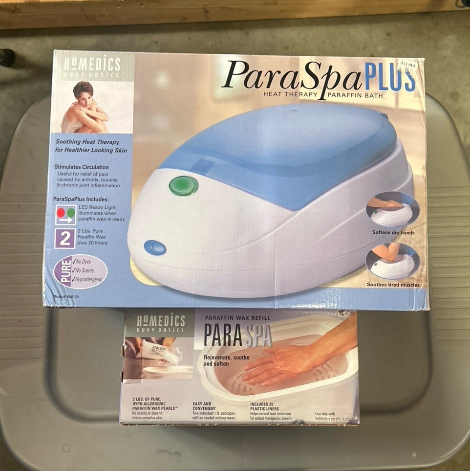 Lot of 2 Homedics ParaSpa Plus Heat Therapy Paraffin Wax Bath System & Wax Refil