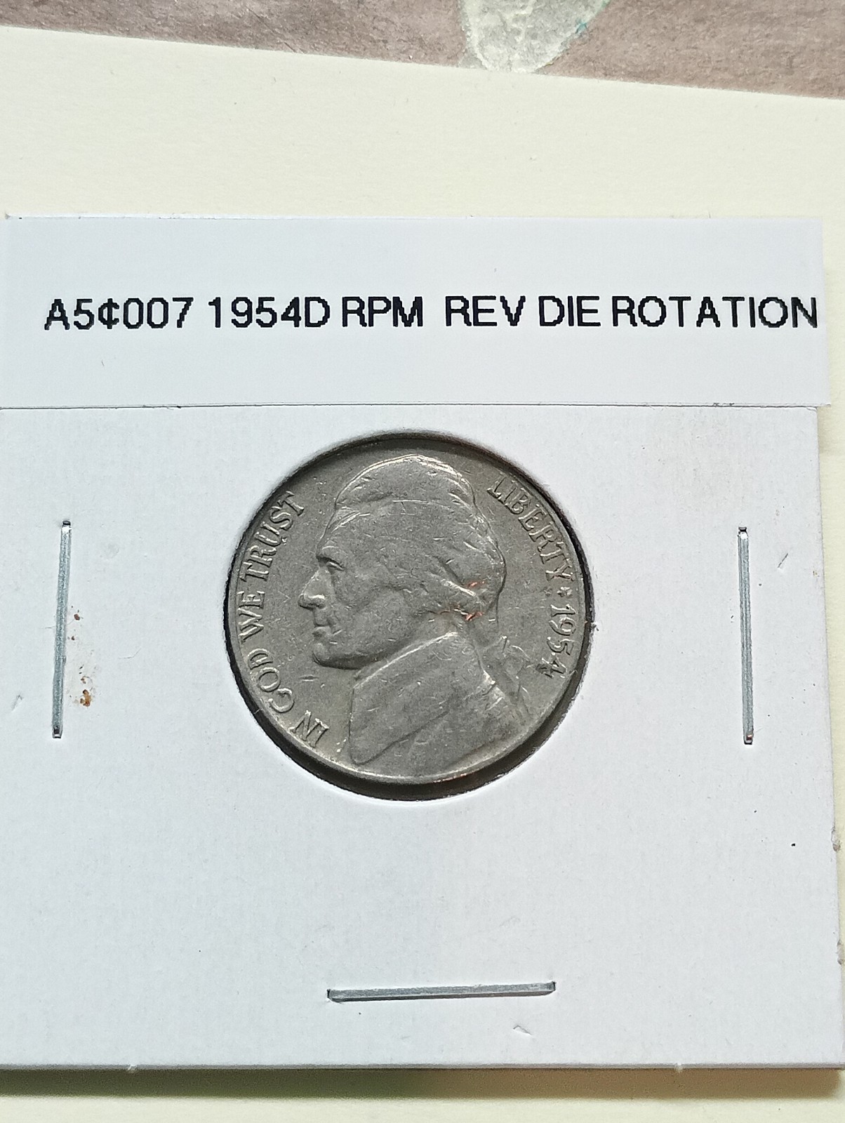 1954 D Jefferson Nickel - RPM Error RPM-001 D/D