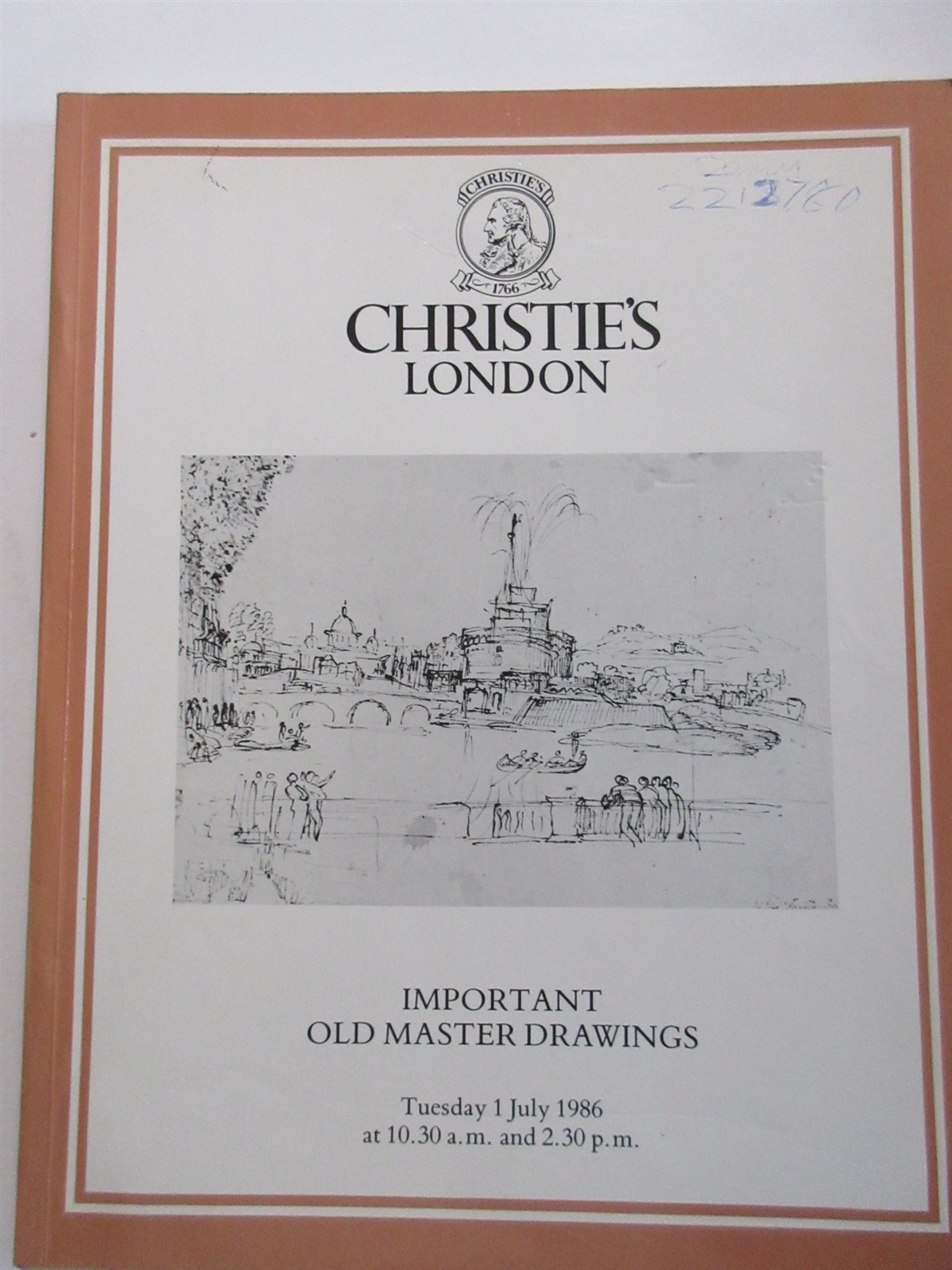 Christies London Important Old Master Drawings July 1, 1986 Catalog