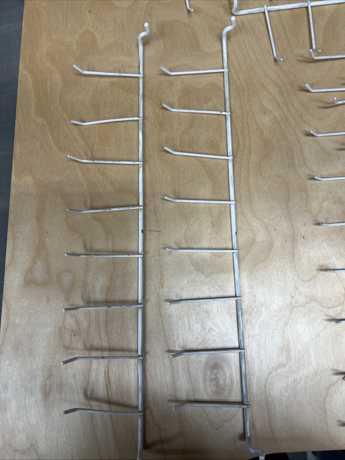 12 Pack Shelf Peg Multiple Hooks White 15” X 2 1/2”. Keys Tools Organization