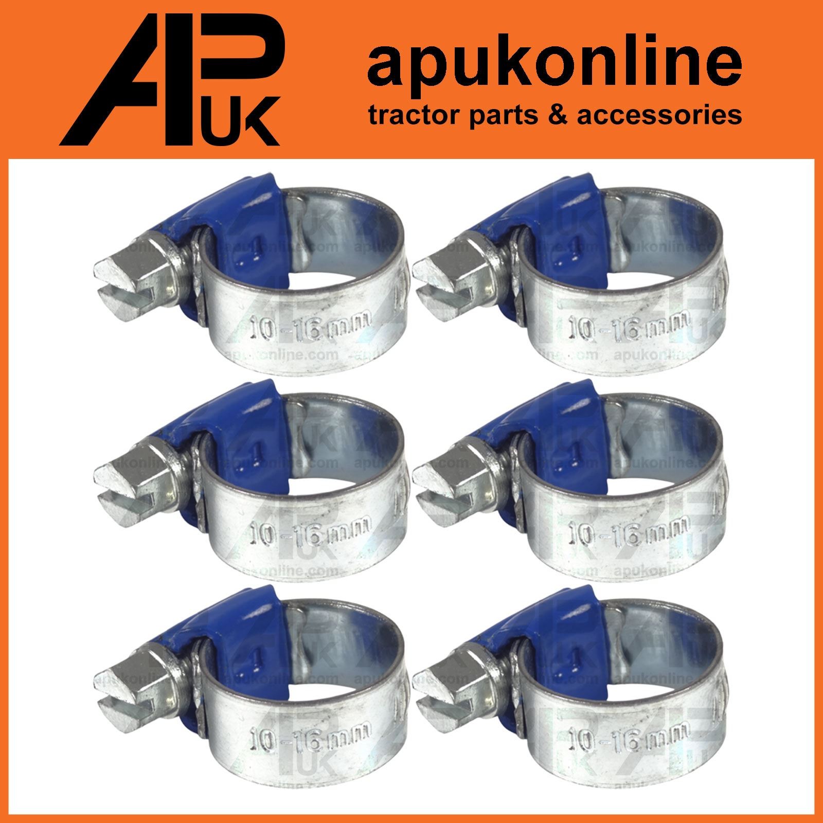 6x Worm Drive Hose Clip 10-16mm Rubber Pipe Jubilee Type Clamp Radiator Tractor