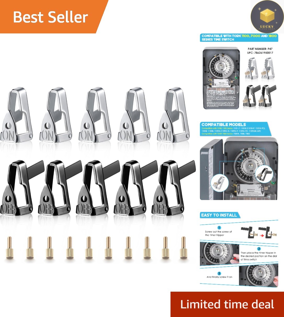 Indoor/Outdoor TORK Timer Clip Set - 10 Trippers with Screws for Precise Control
