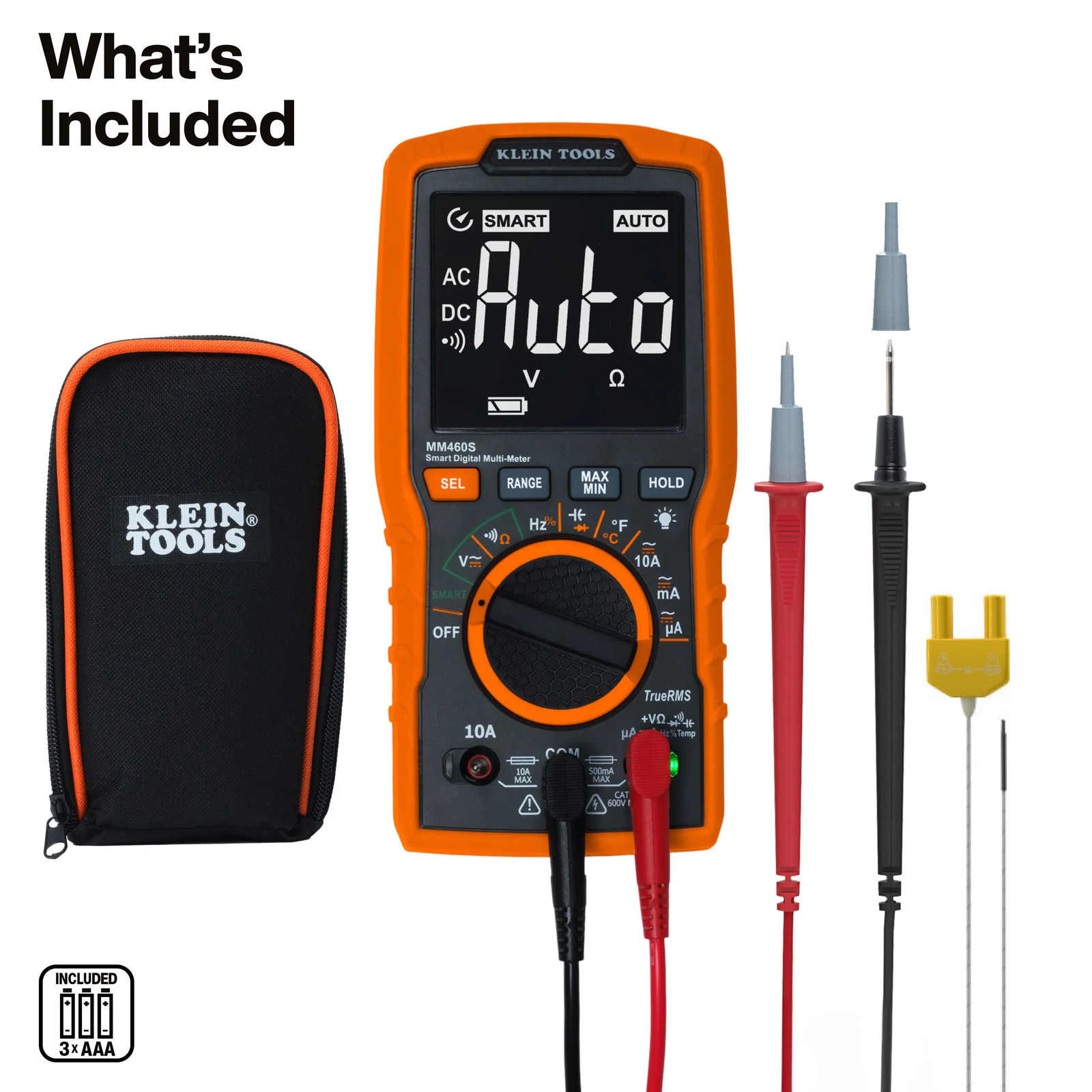 Klein Tools MM460S Smart Digital Multimeter, 600V AC/DC Auto-Ranging
