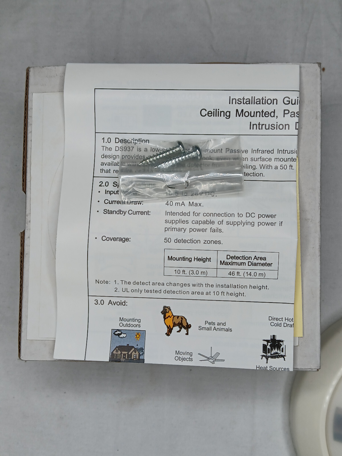 Bosch DS937 Ceiling Mount Motion Detector - White