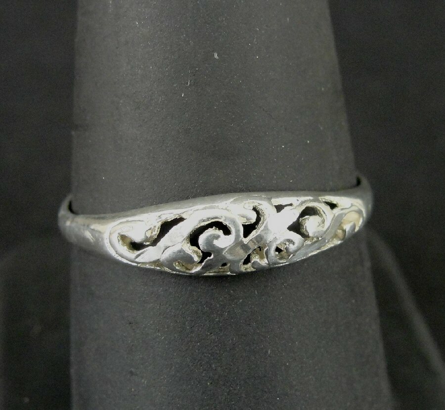 Ring Silver Filigree Look Style Band Sterling 925 Size 9 Band Ring