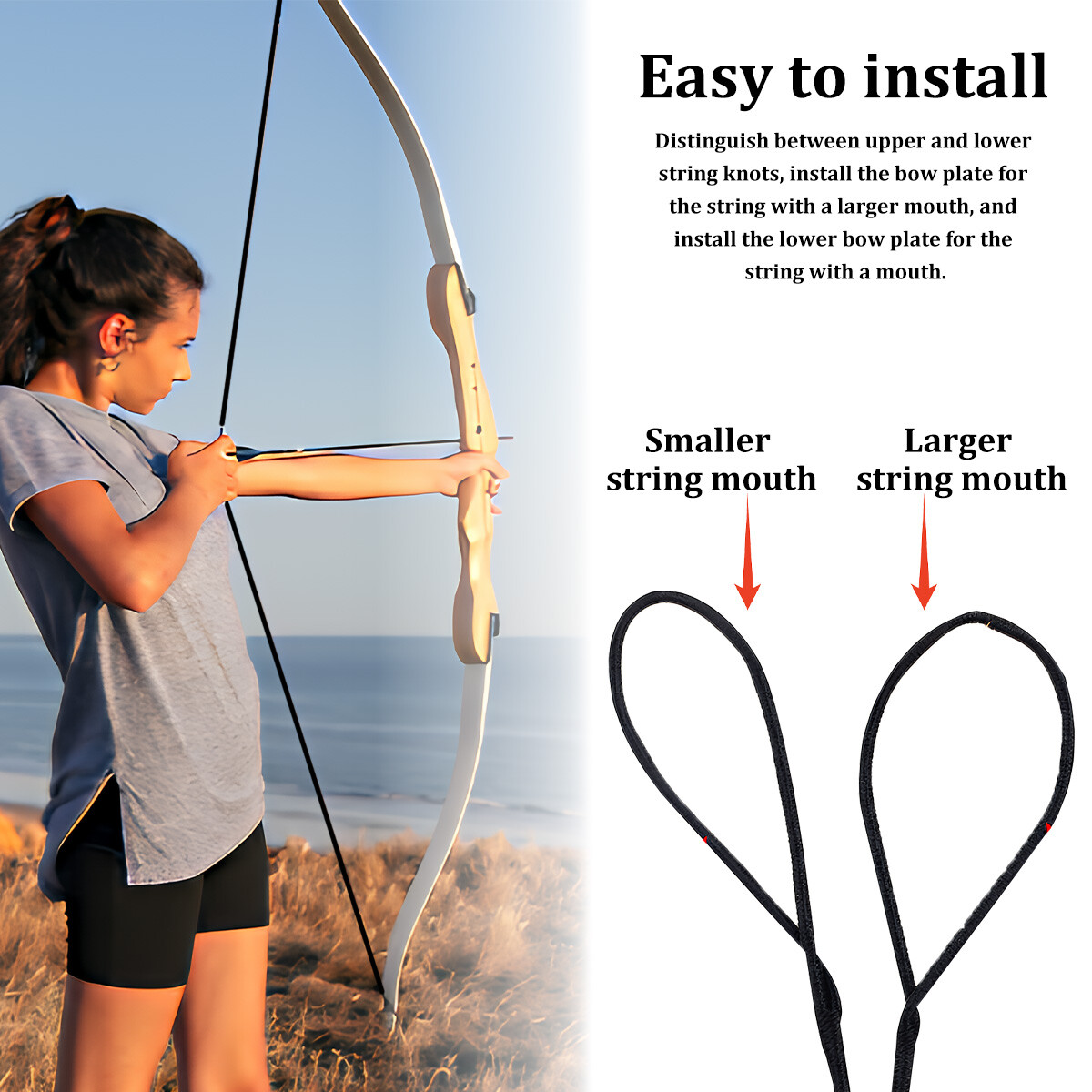 12 Strands Bow String Replacement for AMO 57" Recurve Bow Archery Bowstrings