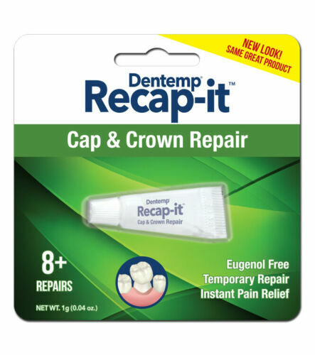 DENTEMP RECAP-IT  CAP AND CROWN REPAIR 1 Gram Over 8+ Repairs (Pack Of 12 Tubes)