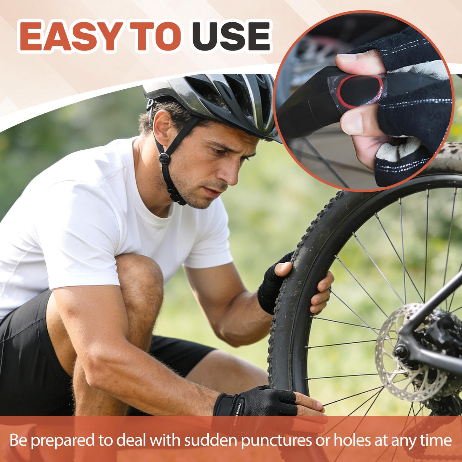 OLLBIT 96PCS Tire Patch,Parches para Bicicleta,Rubber Bike Patch Kit,Inner
