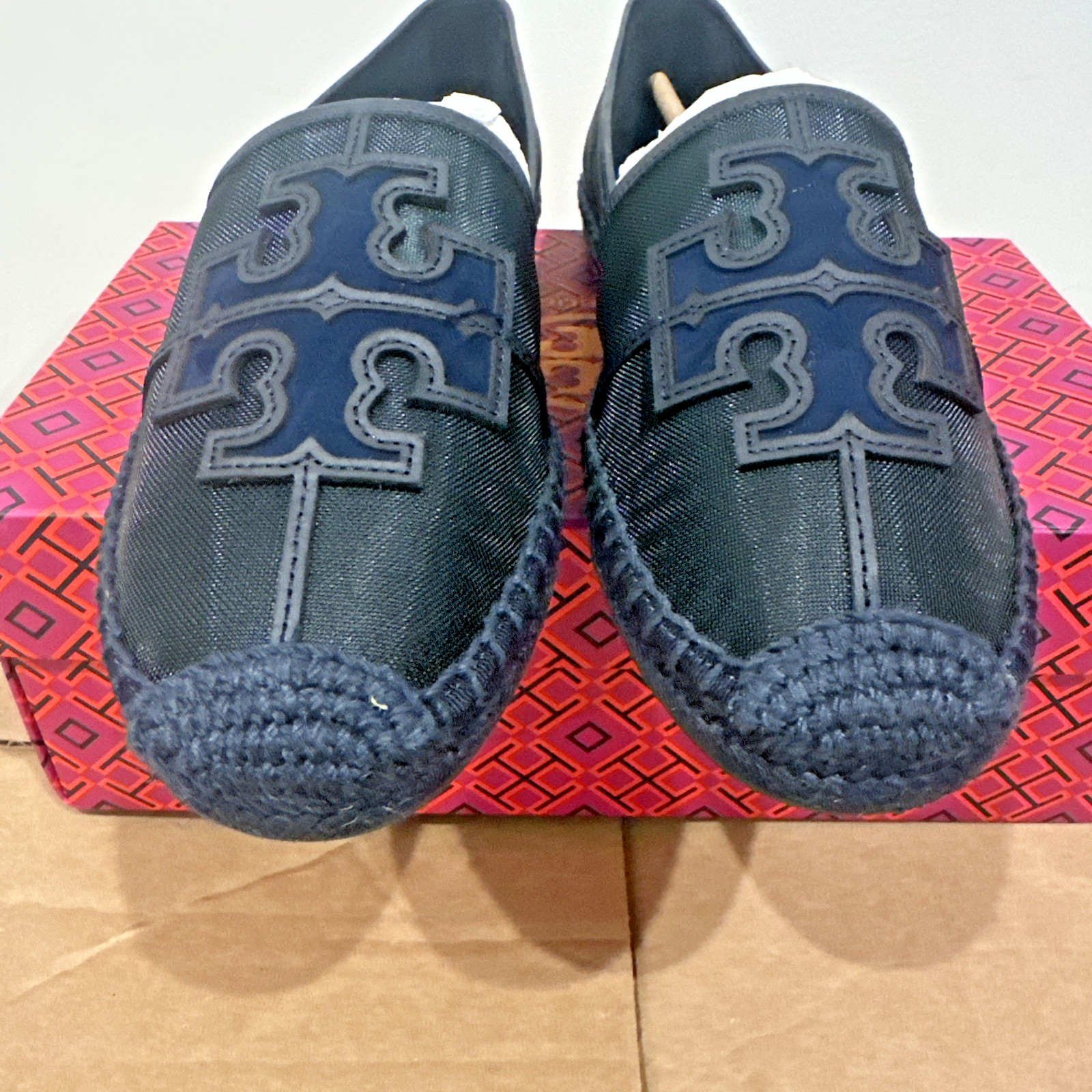 Tory Burch Women Size 9.5M Ines Mesh Espadrille Loafers Malachite Navy
