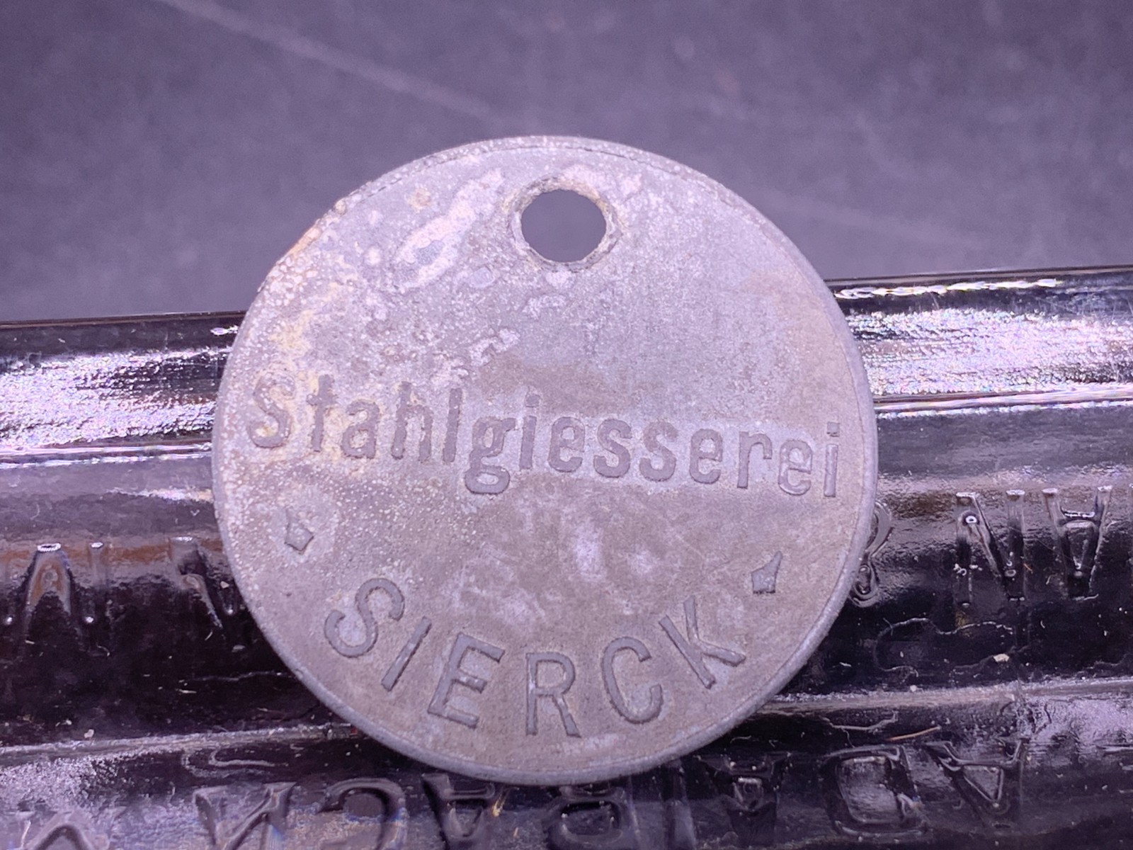 Vintage World War 2 era German Steel Factory tool tag token