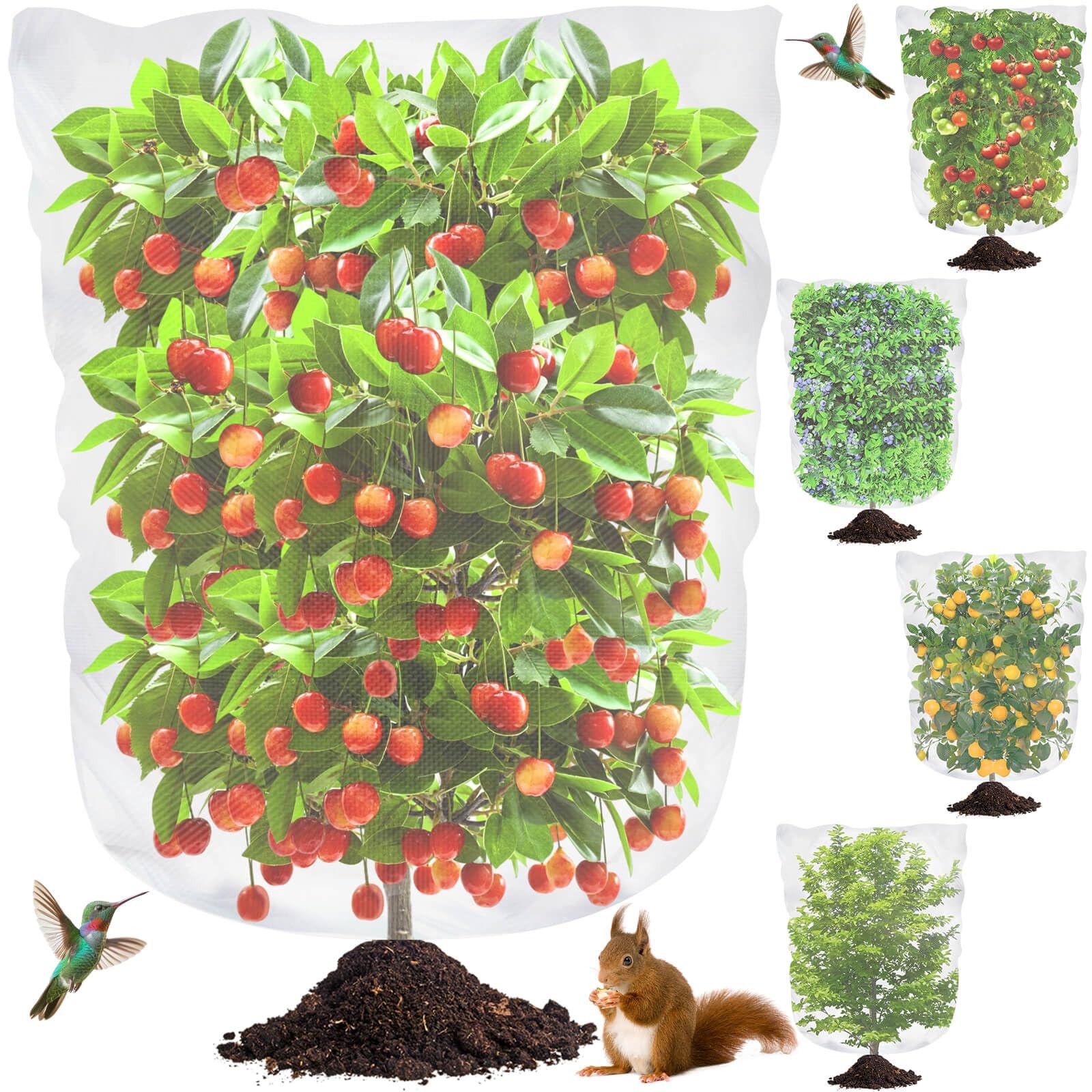 4 Pack 5.2×3.2Ft Bird Netting for Blueberry Bushes, Tree 4 Pack, White