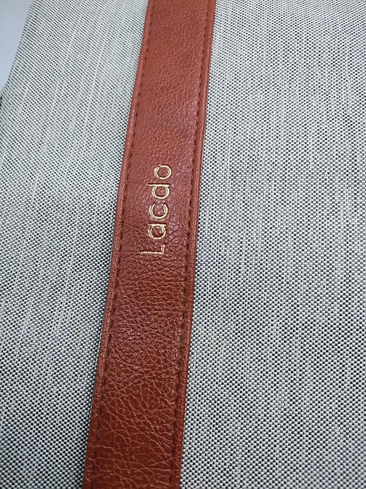 Lacdo Laptop Case Computer Bag Light Gray Brown Trim Excellent Condition