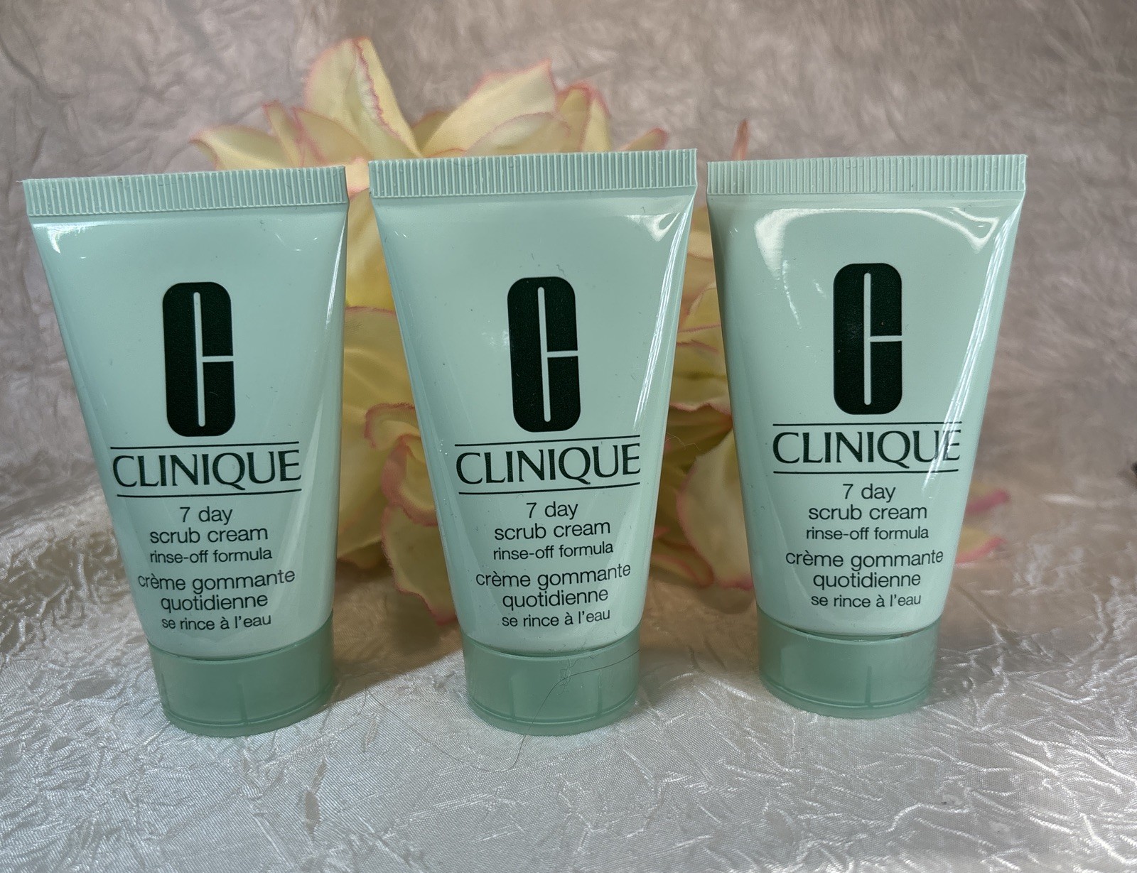 Lot of 3 X 1oz =3oz Clinique 7 Day Scrub Cream Rinse-Off Formula Travel FreeShip