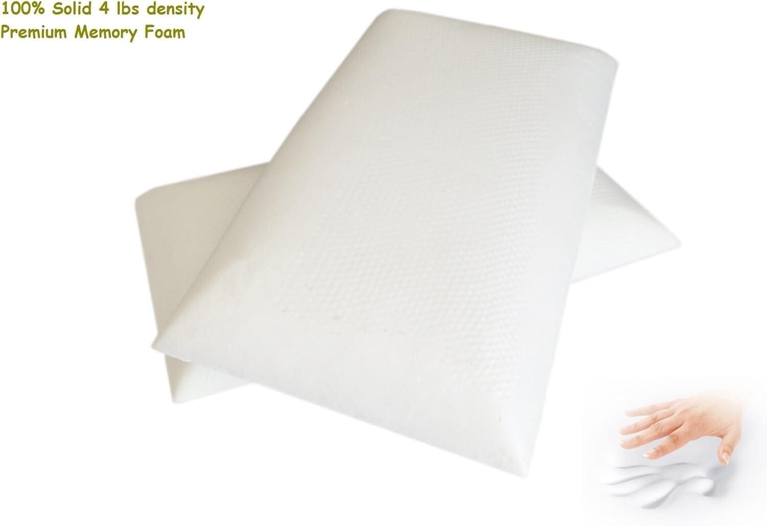 Cream or Beige Colored Standard/Queen Solid Memory Foam Bed Pillows with Case