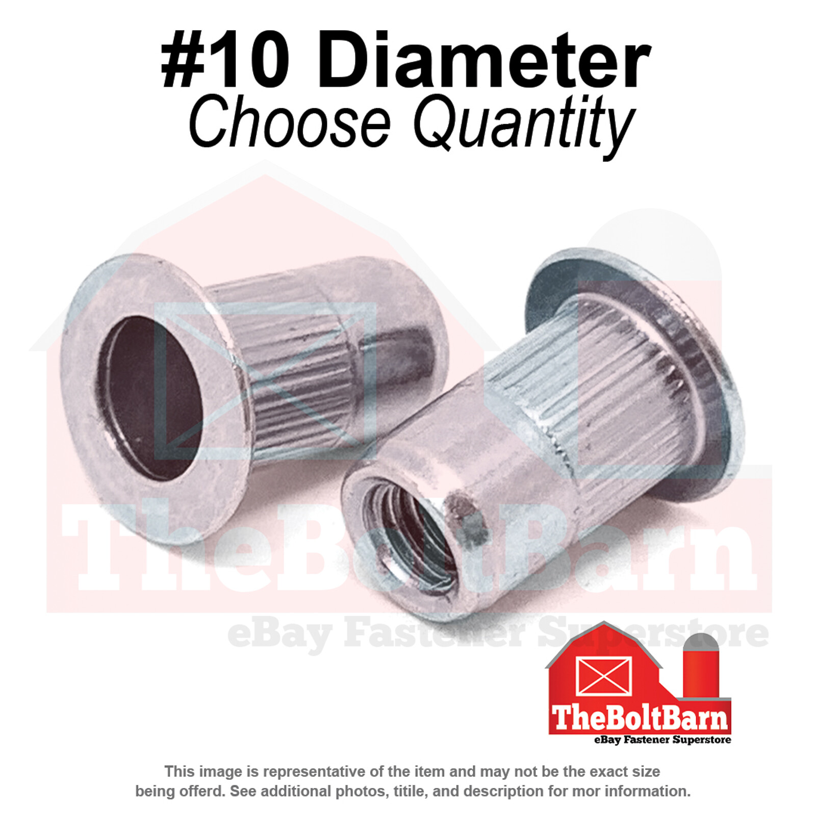 #10-32 Aluminum Large Flange Knurled Body Rivet Nut Plain Long (Pick Quantity)