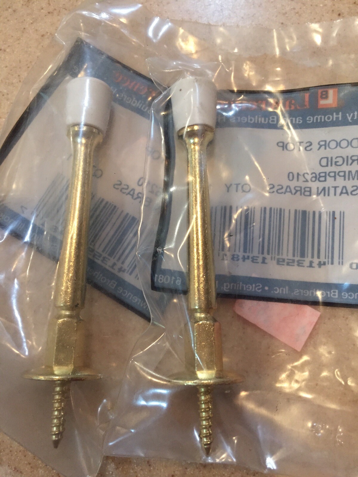 2 - Lawrence Door Stops. Rigid MPPB6210 Or BL6210-US4 Satin Brass, New In Pack