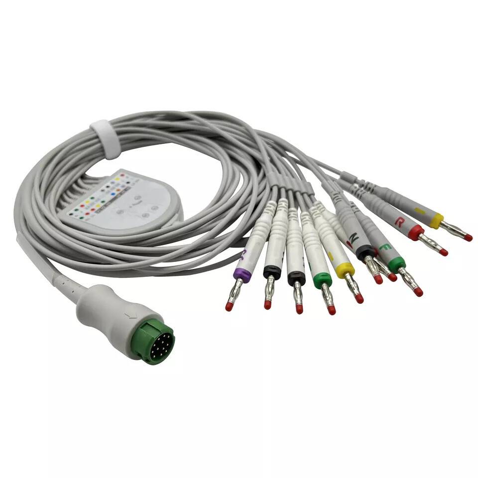 10 Lead EKG ECG Cable Leadwires Banana 4.0 Plug for Biocare IE6 Patient Monitor