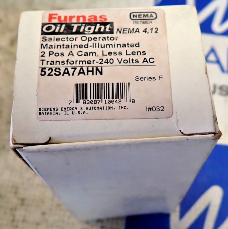New Furnas 52SA7AHN Selector Operator Maintained 2 Position A Cam No Lense
