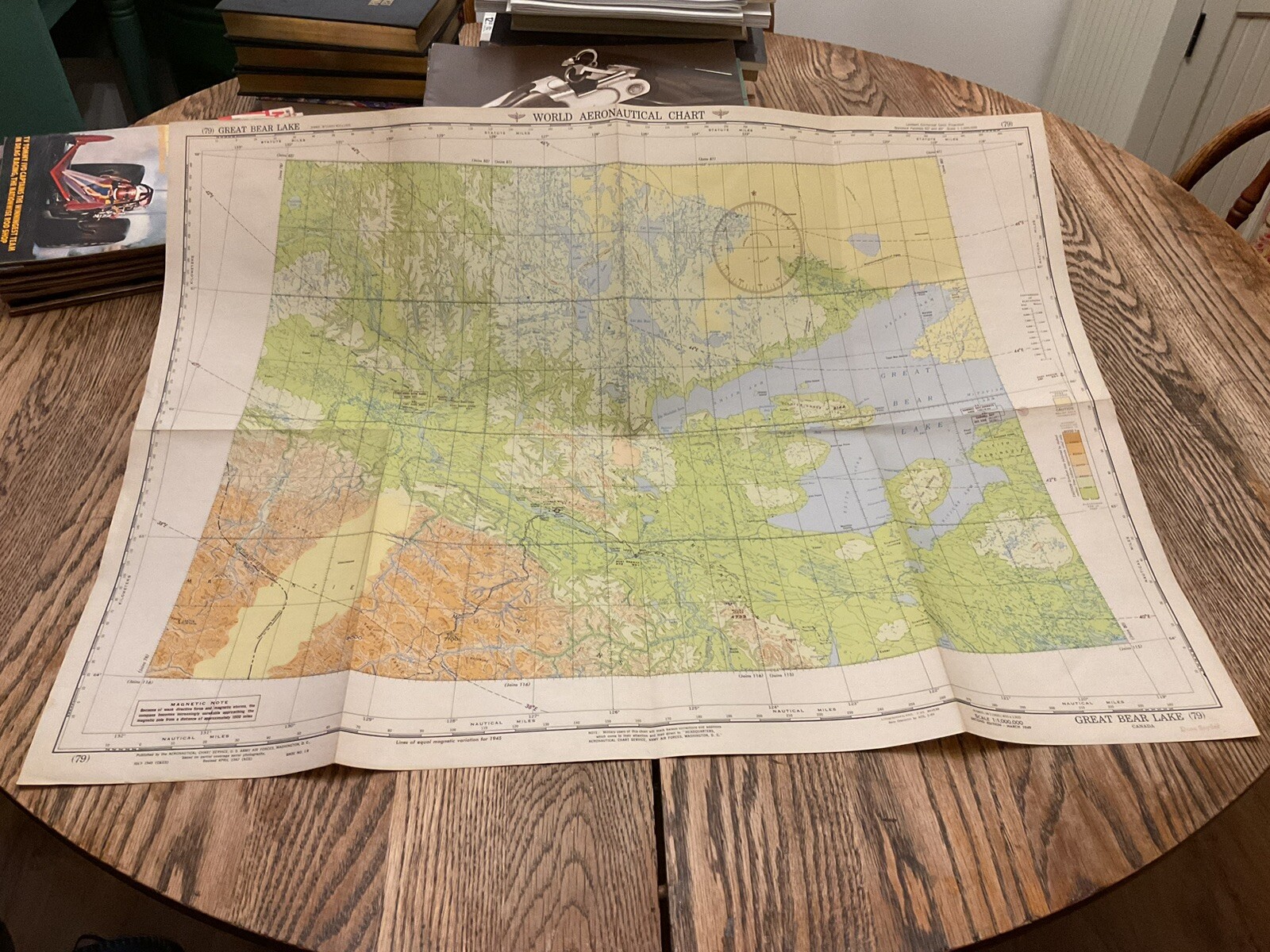 1949 Map Aeronautical Chart Great Bear Lake North West Territories Canada
