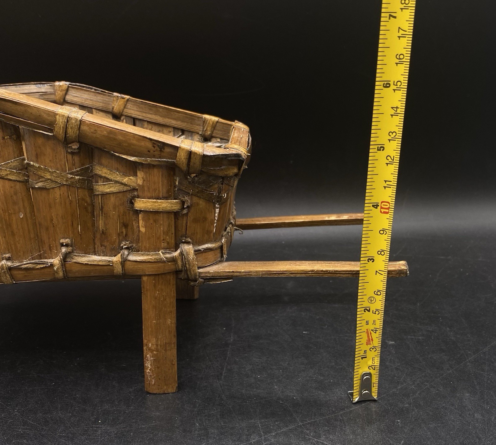 Wicker Wheelbarrow Cart Display Basket Plant Holder Vintage READ