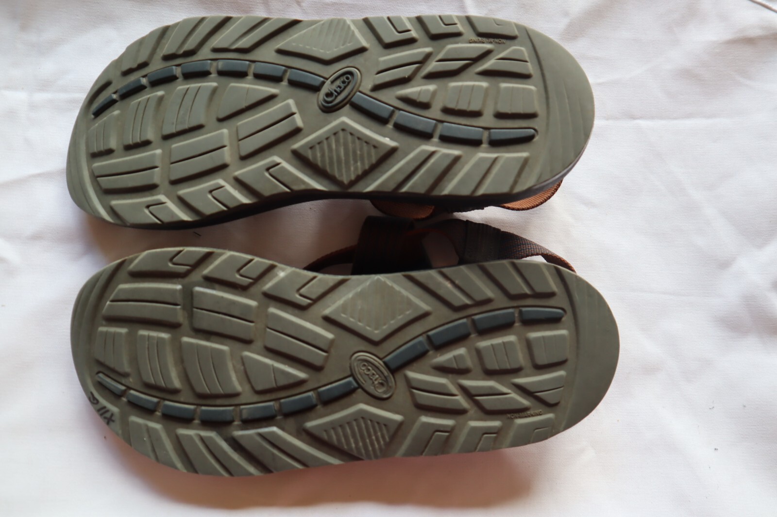 Brown Blue & Rusty Orange CHACO Webbed Strap Slingback Sandals Man's 12