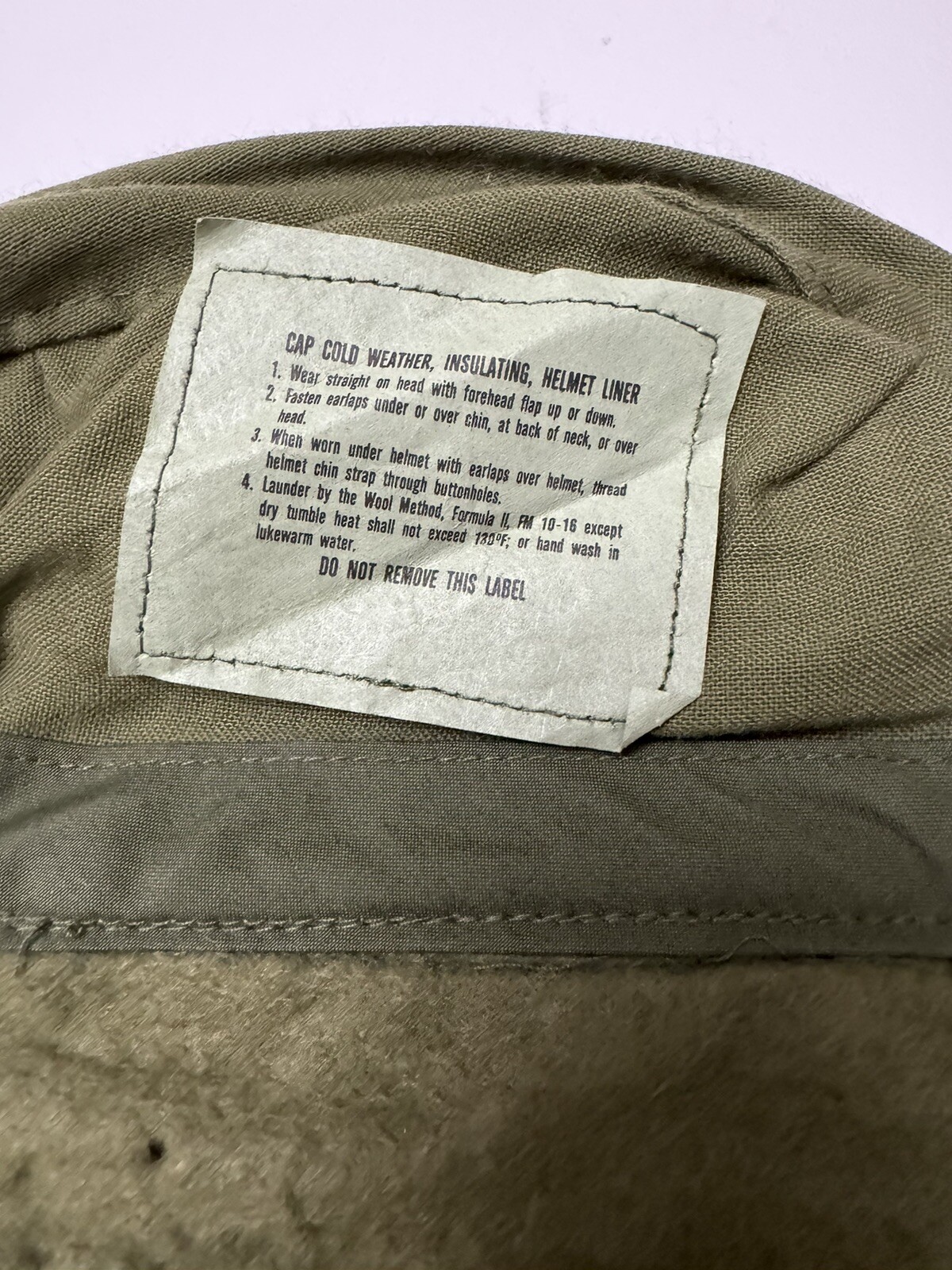 US Military Helmet Liner Olive Cold Weather Hat Layer Insulated 7 1/2 Large New