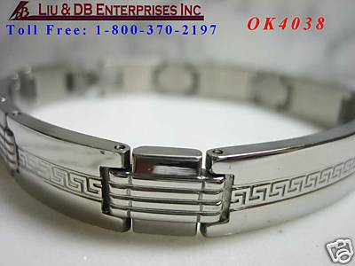 1 MEN'S STAINLESS STEEL BRACELET, 8 1/4" L,3/8"W OK4038
