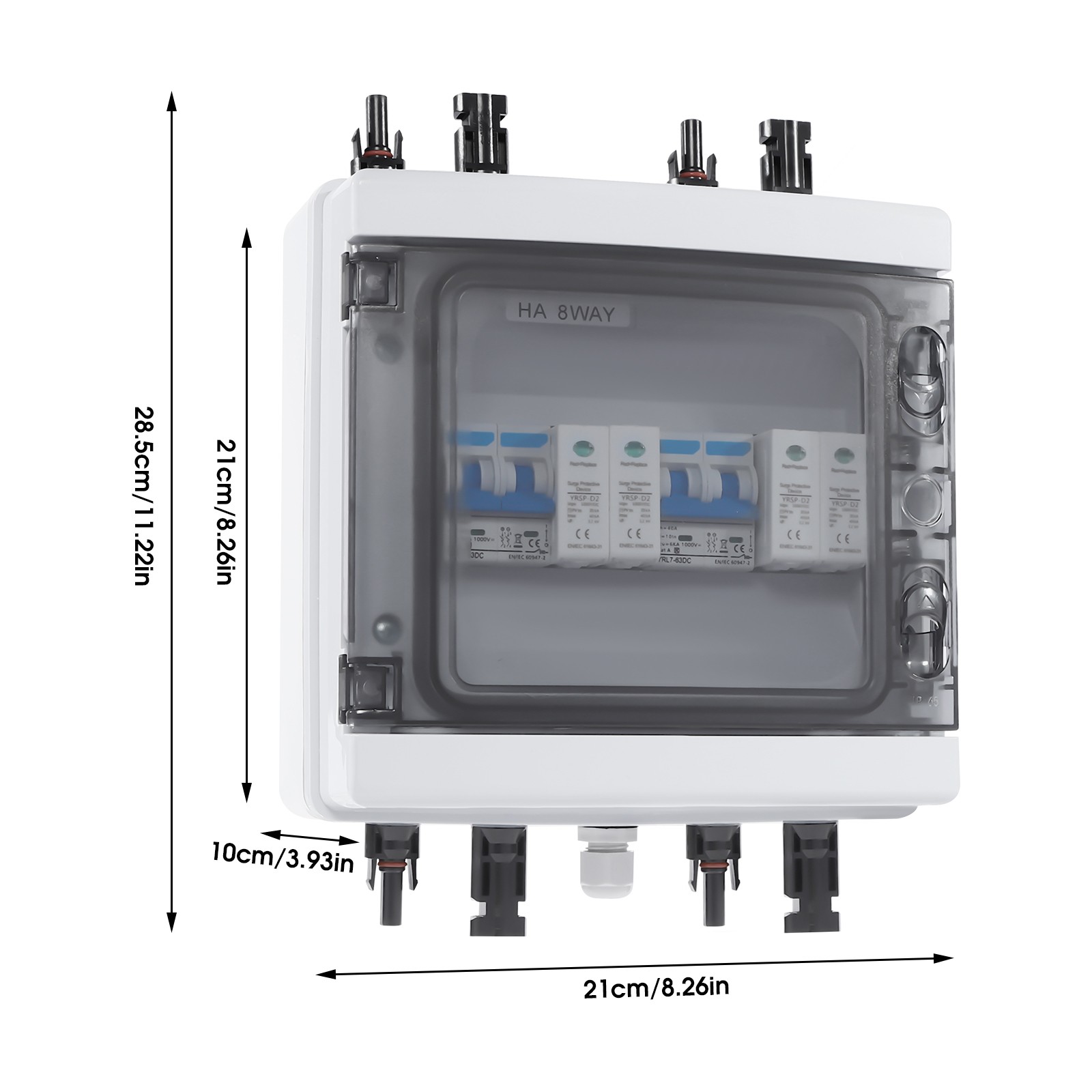 Solar Combiner Box 2 Strings Fit Solar Panel Disconnect Switch Circuit Breaker
