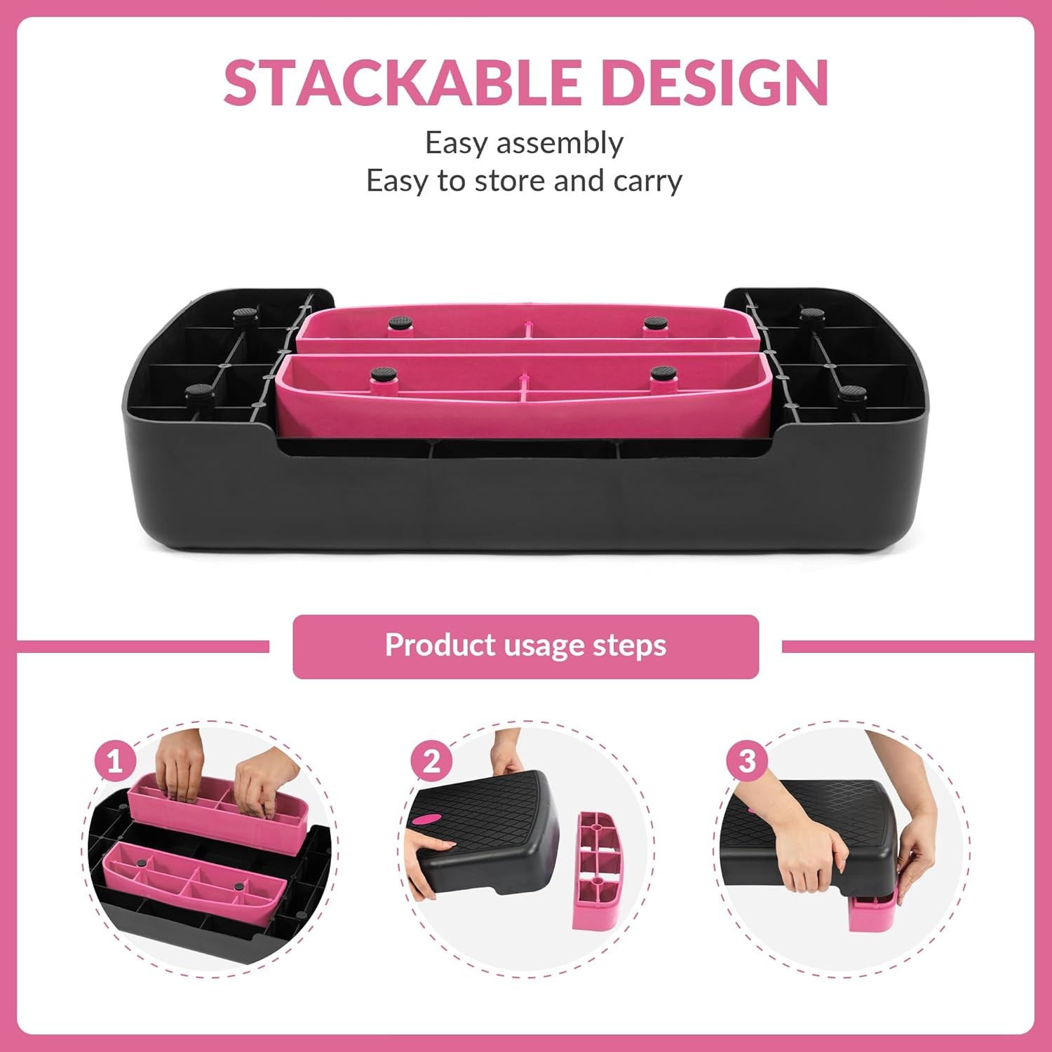 Fitvids 18" Aerobic Step Platform, Workout Stepper with Adjustable 2 Stackable R