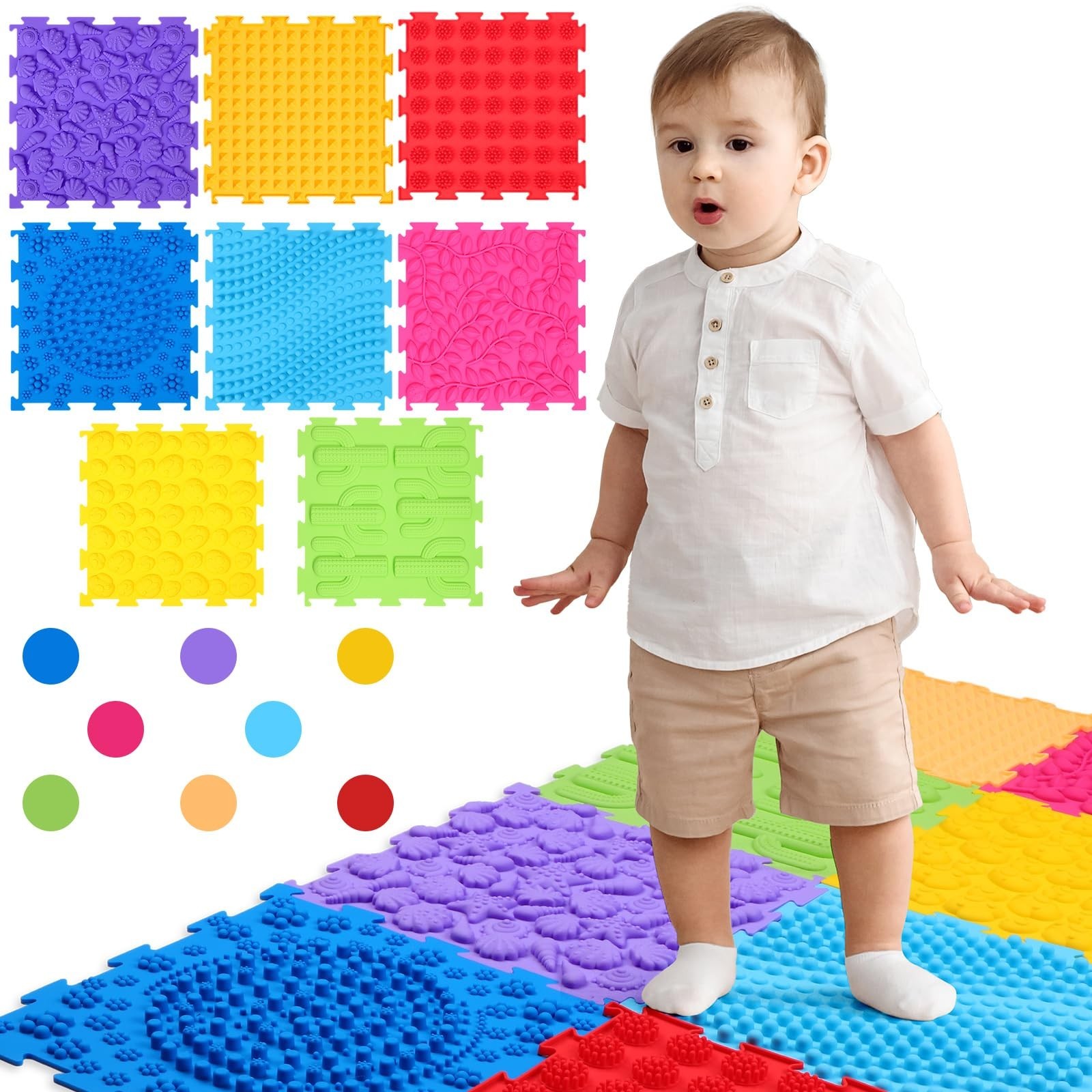 8 Pcs Sensory Mats for Autistic Children Massage Game Mats Orthopedic Puzzle ...