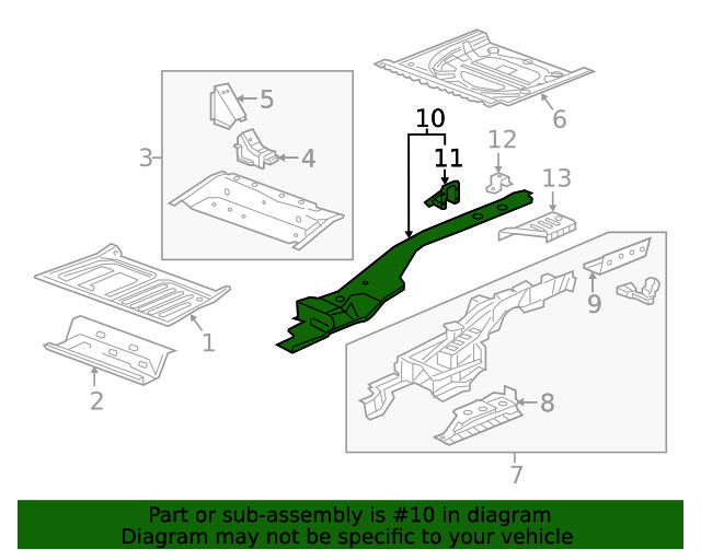 Genuine GM Passenger Side Rear Compartment Panel Longitudinal Rail 23271367